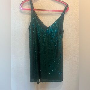 Green Sequin Sleeveless Dress